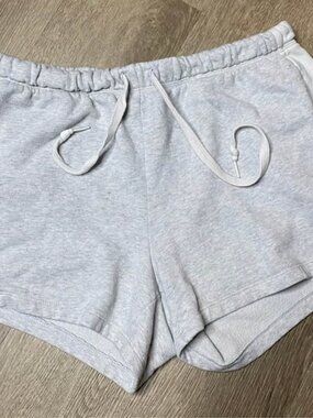 Victoria’s Secret PINK Sweat Shorts Gray White Logo Side Drawstring Pocket